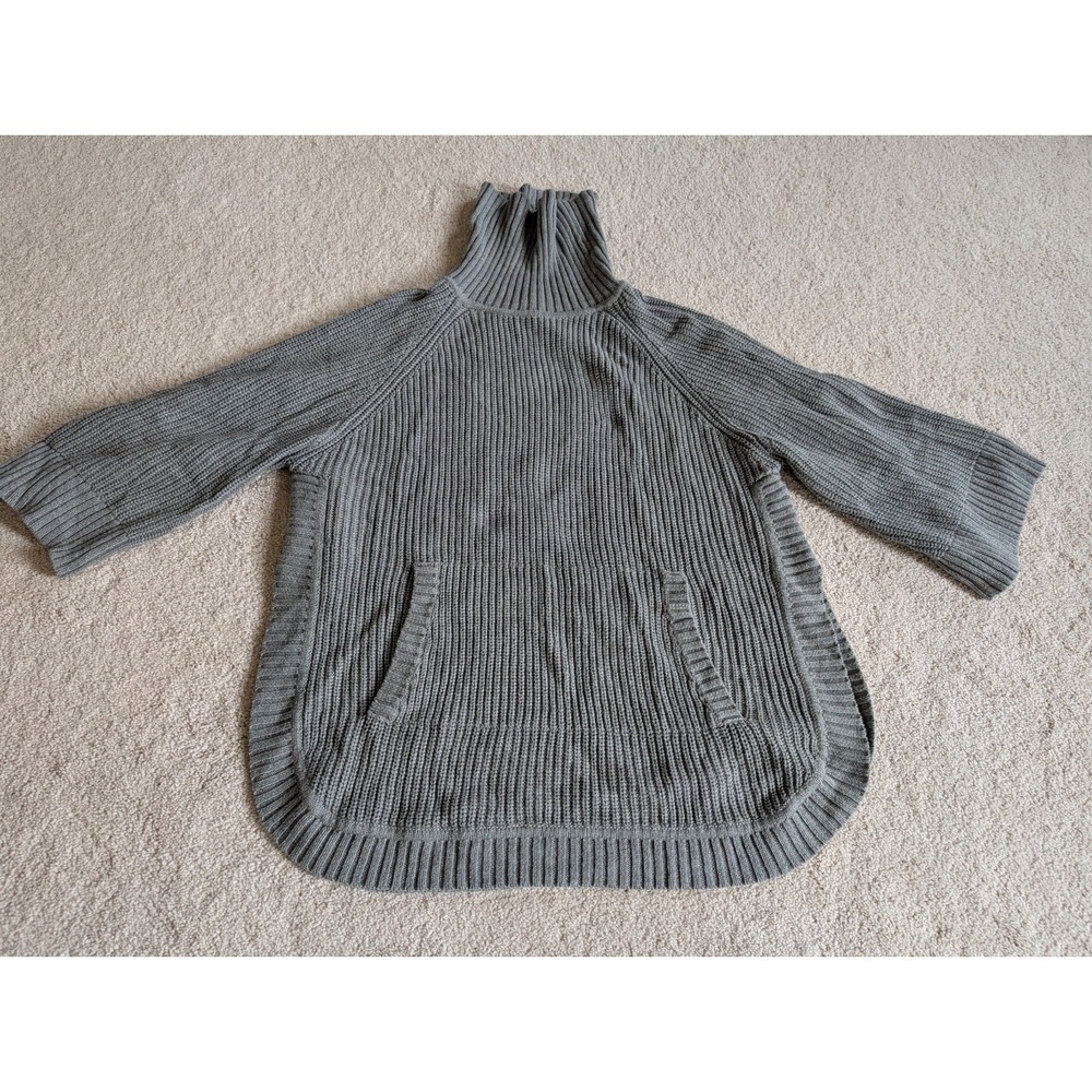 UGG Raelynn Cable Knit Turtleneck Poncho Oversized Sweater Gray XL